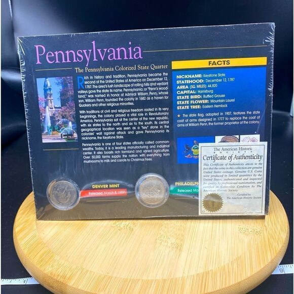 Pennsylvania Colorized State Quarter NIOP in cellophane wrap and with COA - Picture 1 of 5